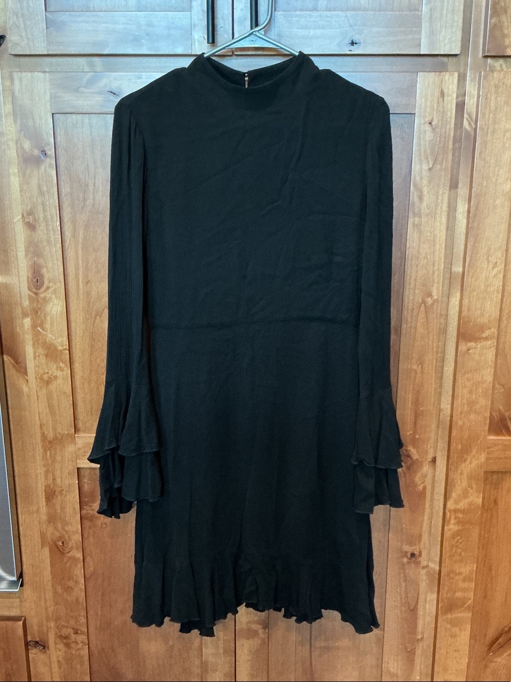 PPLA Black Long Sleeve Ruffle-Hem Dress